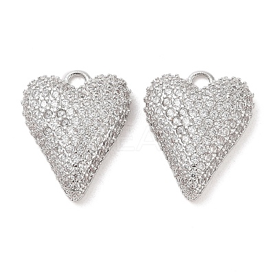 Brass Micro Pave Clear Cubic Zirconia Pendants KK-S388-01P-03-1