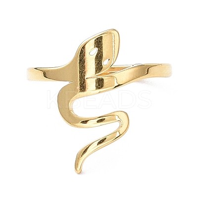 Ion Plating(IP) 304 Stainless Steel Snake Adjustable Ring for Women RJEW-I097-06G-1