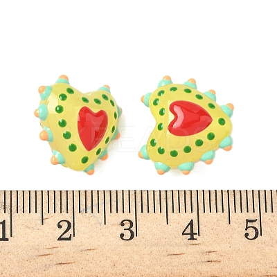 Baking Paint Glass Bumpy Beads Heart LAMP-V001-09A-1