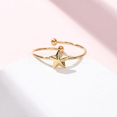 304 Stainless Steel Open Cuff Ring for Women RJEW-A071-01C-G-1