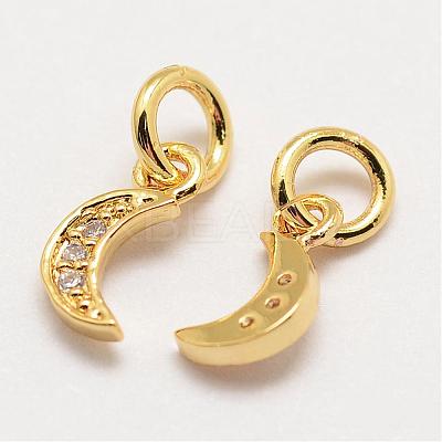 Brass Micro Pave Grade AAA Cubic Zirconia Charms ZIRC-G090-03G-NR-1