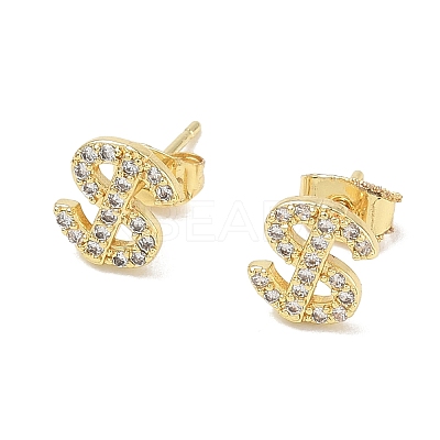 Brass & Crystal Rhinestone Stud Earrings for Women EJEW-G464-04G-01-1
