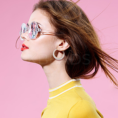 4 Pairs 4 Colors Cellulose Acetate(Resin) Hoop Earrings with Alloy Pins EJEW-AN0004-51-1