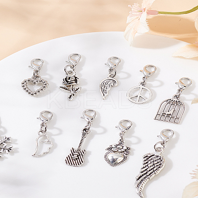 80Pcs 10 Styles Alloy Pendant Decoration HJEW-LP00003-1