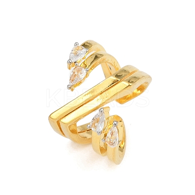 Brass Micro Pave Cubic Zirconia Cuff Rings for Women RJEW-L132-06G-1