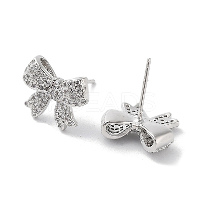 Rack Plating Brass Micro Pave Cubic Zirconia Stud Earring EJEW-C081-32P-1