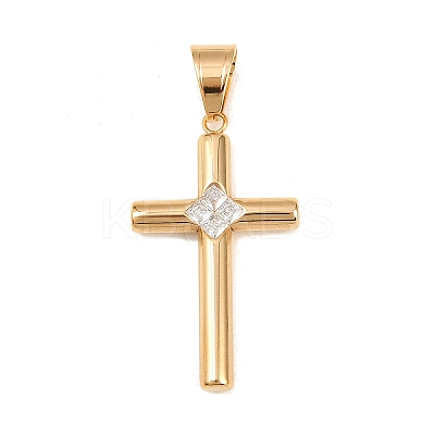 316 Surgical Stainless Steel & Clear Cubic Zirconia Pendants STAS-A137-03A-G-1
