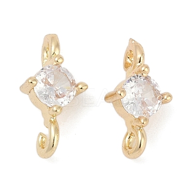Brass Clear Cubic Zirconia Connector Charms LS-KK-Z094-10G-1