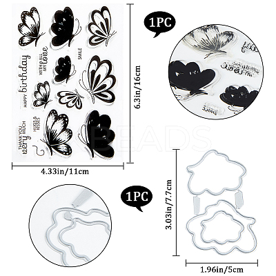 1Pc Butterfly Clear Silicone Stamps DIY-CP0009-56-1