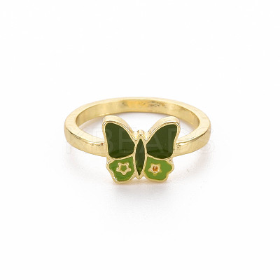 Rack Plating Light Gold Alloy Enamel Rings RJEW-Q163-004-RS-1