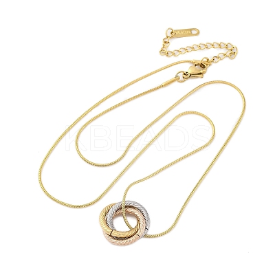 304 Stainless Steel Triple Circles Pendant Necklaces for Women NJEW-Z044-14M-1