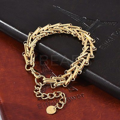 304 Stainless Steel Wheat Chains Bracelets for Women BJEW-F488-39G-1
