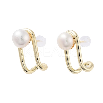Natural Pearl Stud Earrings EJEW-P256-76G-1