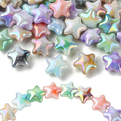 70Pcs UV Plating Rainbow Iridescent Acrylic Beads PACR-CJ0001-30-1