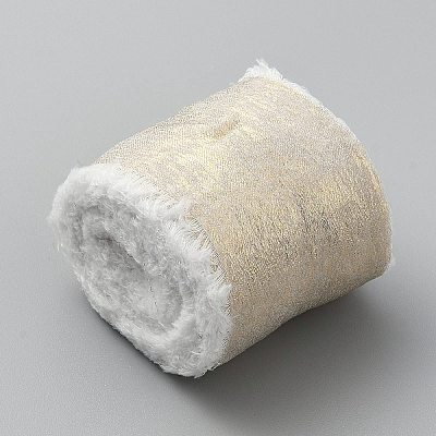 Hot Stamping Polyester Frayed Ribbons SRIB-WH0011-241C-1