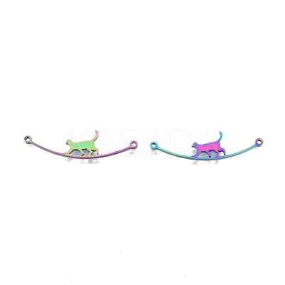 Rack Plating 201 Stainless Steel Connector Charms STAS-N098-094M-1
