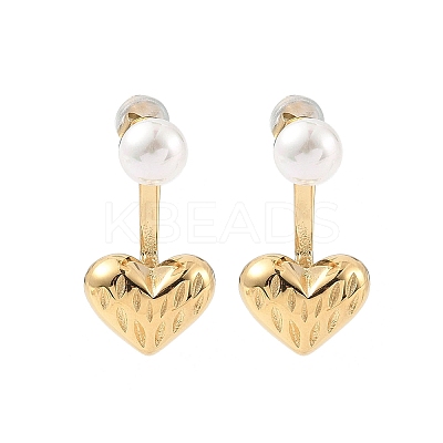 304 Stainless Steel Shell Pearl Stud Earrings EJEW-Q019-01G-1