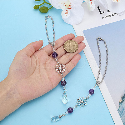 2Pcs Alloy Flower Pendant Decorations HJEW-ME0001-07A-1