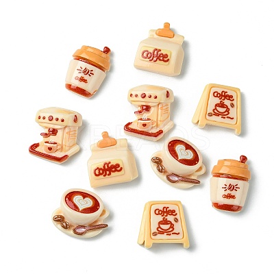 50Pcs 5 Styles Coffee Theme Opaque Resin Decoden Cabochons FIND-CJ0011-15-1