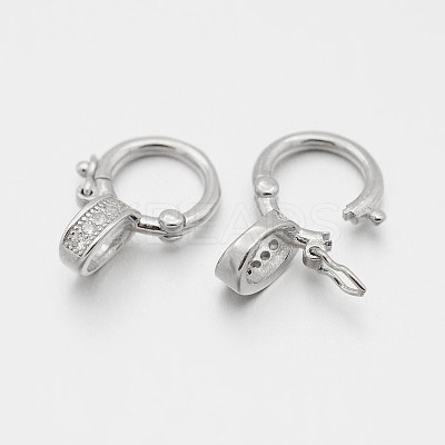 Rhodium Plated 925 Sterling Silver Micro Pave Cubic Zirconia Twister Clasps STER-M082-01B-1