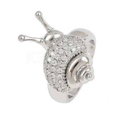Brass Micro Pave Clear Cubic Zirconia Cuff Rings RJEW-P155-02P-1