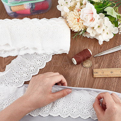 8 Yards Cotton Embroidery Flower Lace Ribbon OCOR-DR0001-04-1