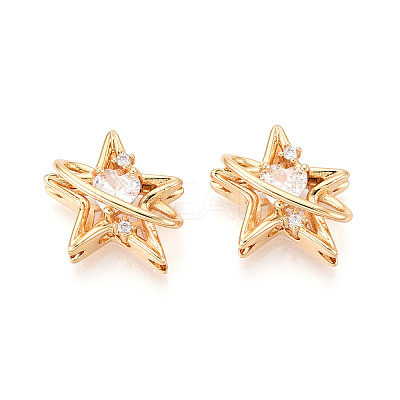 Brass Micro Pave Cubic Zirconia Beads KK-T071-53G-1