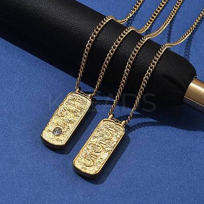 304 Stainless Steel Rectangle Number Pendant Necklaces NJEW-D300-01G-05-1