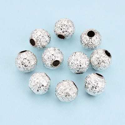 Textured 925 Sterling Silver Beads STER-T008-44S-01-1