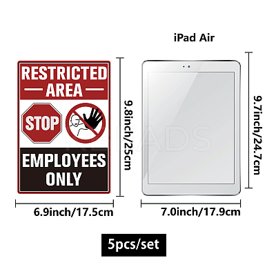 5Pcs Waterproof PVC Warning Sign Stickers DIY-WH0237-027-1