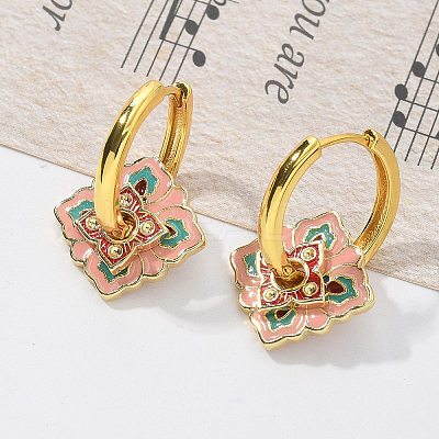Brass Rhombus Hoop Earrings EJEW-R016-13G-03-1