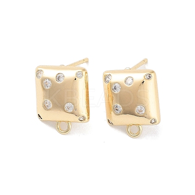 Brass Micro Pave Cubic Zirconia Stud Earring Findings KK-E107-12G-1