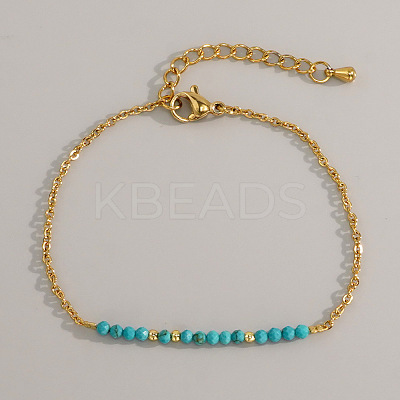 Natural Turquoise Beads Link Bracelets AL8612-7-1