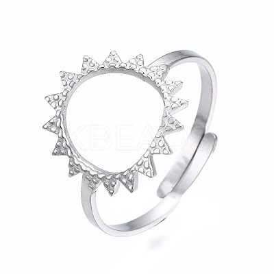 Non-Tarnish 304 Stainless Steel Sun Open Cuff Ring LS-RJEW-T023-84P-1