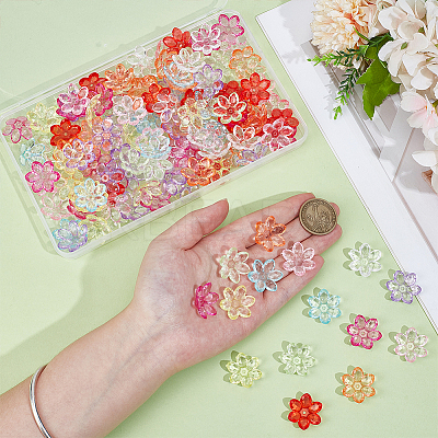 135Pcs 9 Colors Transparent Acrylic Bead Caps OACR-ME0001-28-1