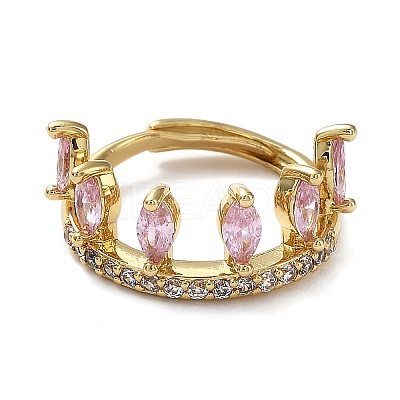 Cubic Zirconia Crown Adjustable Rings RJEW-Q777-10G-02-1