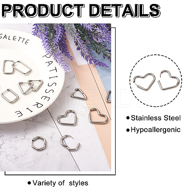 12Pcs 6 Style 303 Stainless Steel Hoop Earrings for Women EJEW-MP0001-01-1