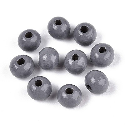 Spray Painted Round Natural Schima Wood Beads WOOD-A018-8mm-11-1