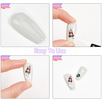 4 Sheets 4 Style Halloween Theme Nail Decals Stickers MRMJ-OC0003-58-1