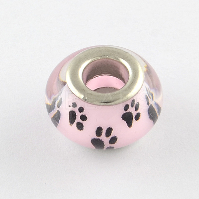 Large Hole Dog Paw Prints Pattern Resin European Beads OPDL-Q129-224A-1