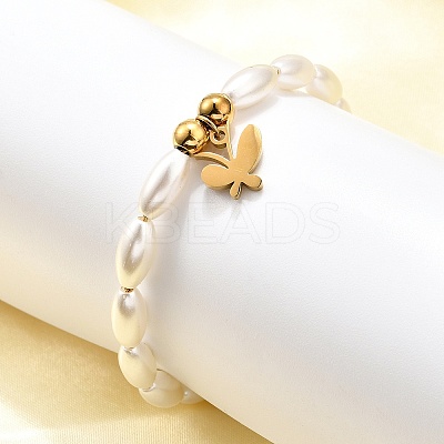 304 Stainless Steel Butterfly Charm Bracelets for Women BJEW-C098-08G-1