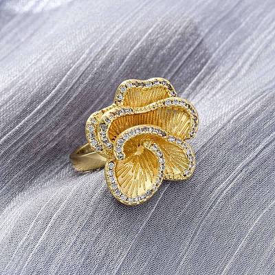 Brass Micro Pave Clear Cubic Zirconia Cuff Rings for Women RJEW-H248-05G-1