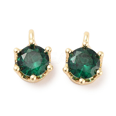 Brass Micro Pave Cubic Zirconia Charms KK-C051-39G-06-1
