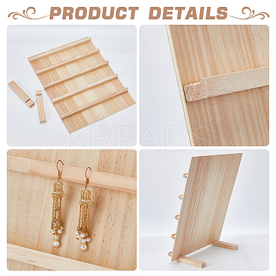 5-Tier Rectangle Wooden Earring Display Card Stands EDIS-WH0032-19-1