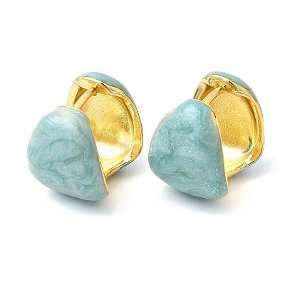 Brass Enamel Hoop Earrings EJEW-P333-06G-1