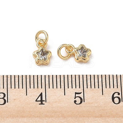 Brass Micro Pave Clear Cubic Zirconia Charms KK-P355-13G-1