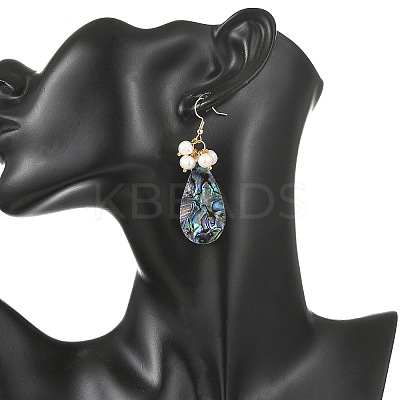 Natural Paua Shell Dangle Earrings EJEW-JE07306-1