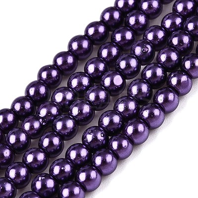 Baking Paint Pearlized Glass Pearl Round Bead Strands HY-Q003-10mm-20-1