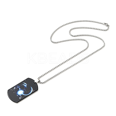 Non-Tarnish 201 Stainless Steel Rectangle with Constellations Pendant Necklace for Women LS-NJEW-G015-01D-1