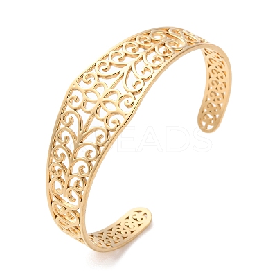 304 Stainless Steel Cuff Bangles for Women BJEW-K263-05G-14-1